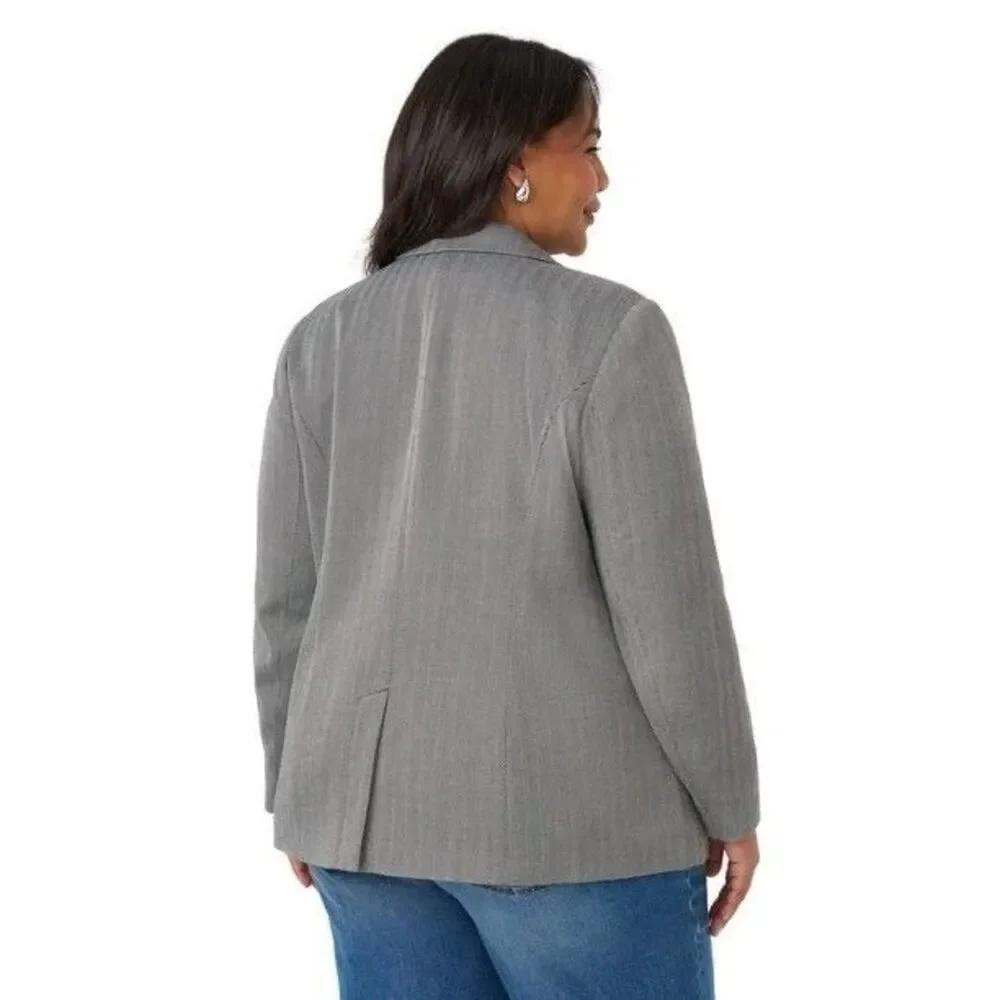 Edited by Hunter McGrady Women's Classic Blazer Herringbone Size 2X - Picture 6 of 9